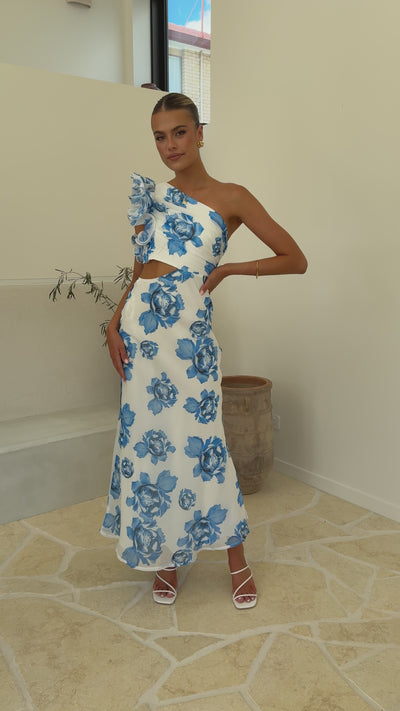 Load and play video in Gallery viewer, Amina Maxi Dress - Blue Rose - Billy J
