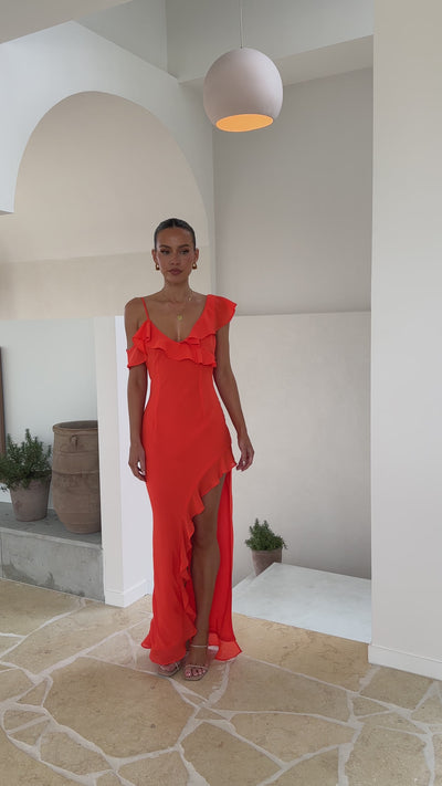 Load and play video in Gallery viewer, Dalia Maxi Dress - Tangerine - Billy J
