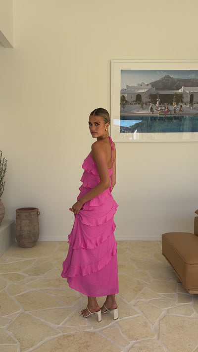 Load and play video in Gallery viewer, Sophia Maxi Dress - Hot Pink - Billy J
