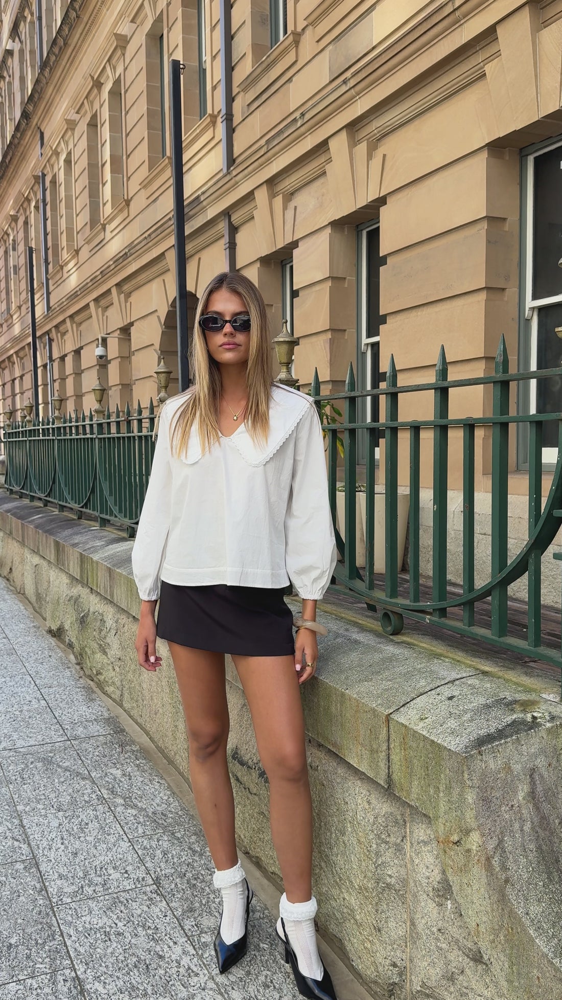 Blaire Collared Top - White - Billy J