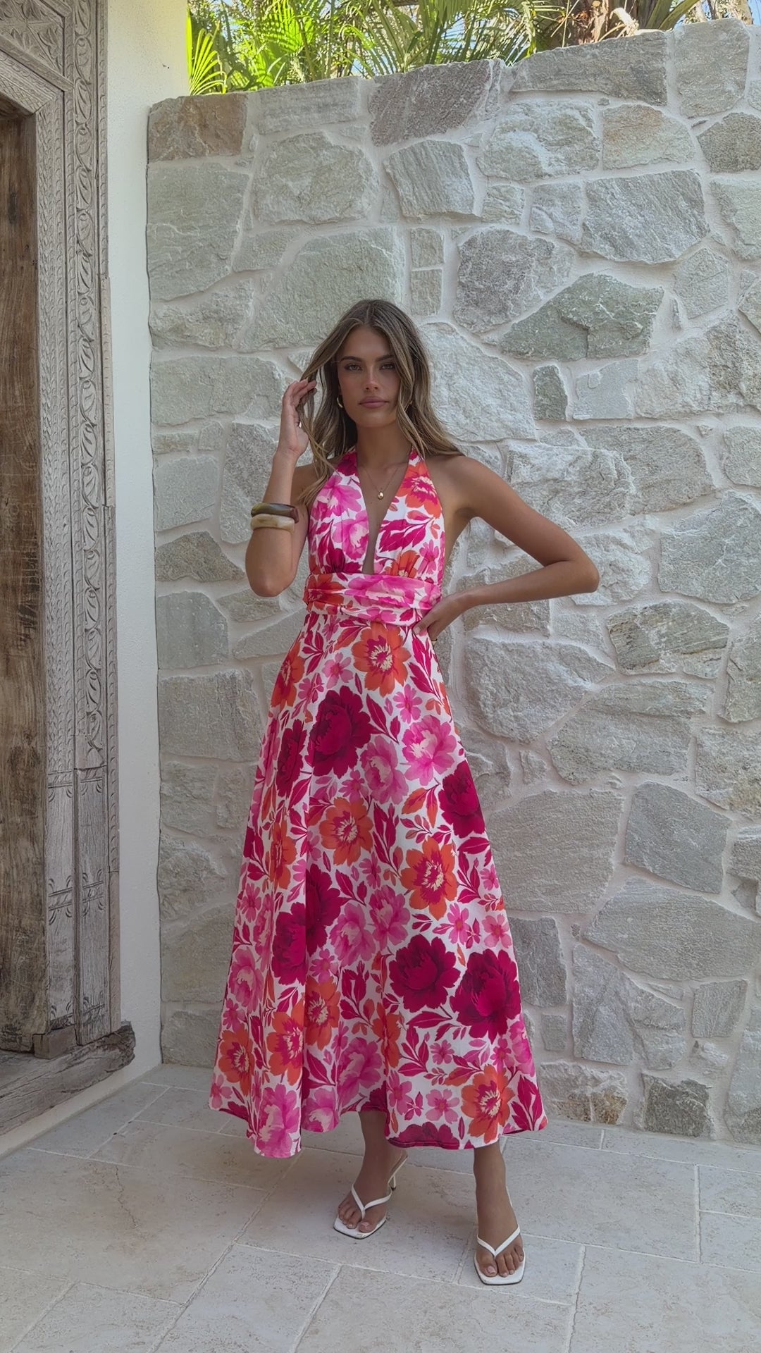 Anara Maxi Dress - Pink Floral - Billy J
