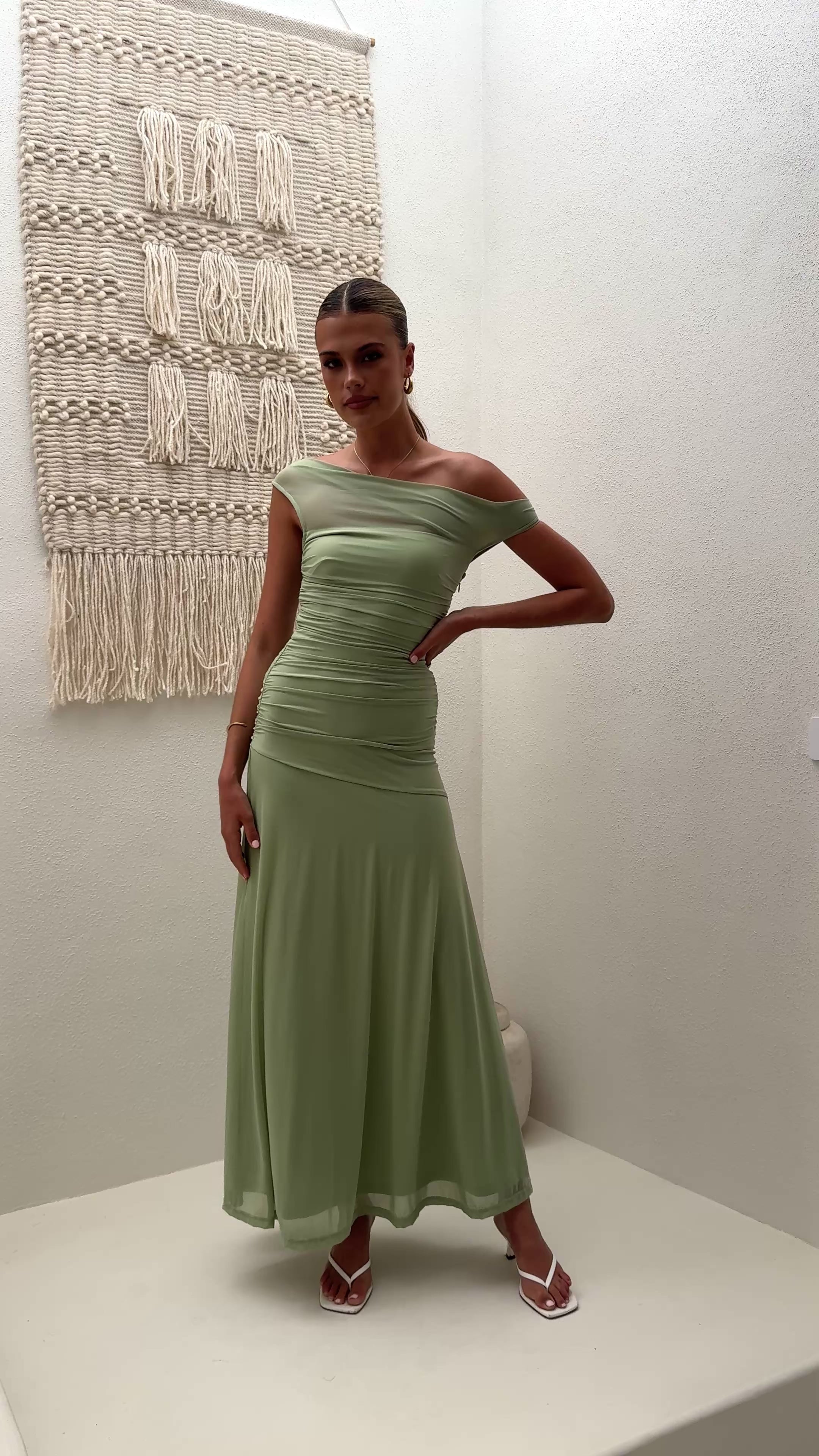 Load video: Malayah Maxi Dress - Sage - Billy J