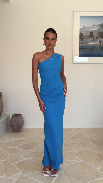 Load and play video in Gallery viewer, Cataleya Maxi Dress - Azure Blue - Billy J
