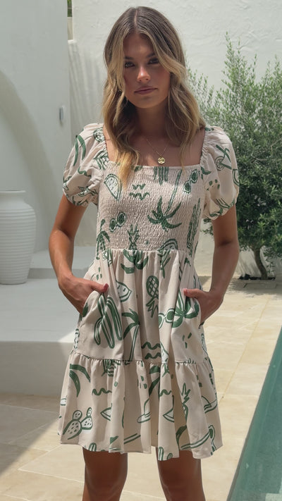 Load and play video in Gallery viewer, Zada Mini Dress - Green Palm - Billy J
