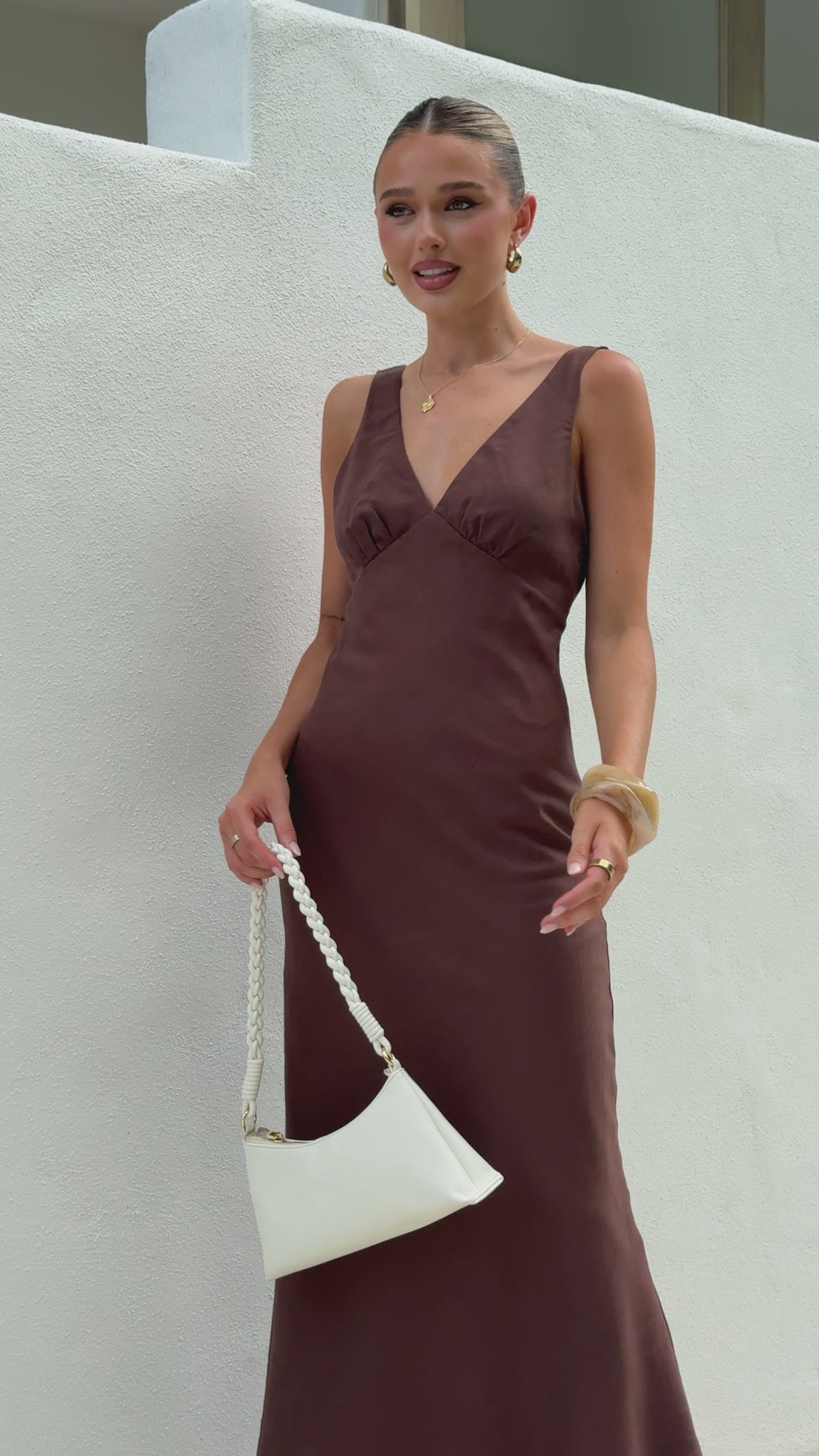 Sammie Linen Maxi Dress - Chocolate - Billy J