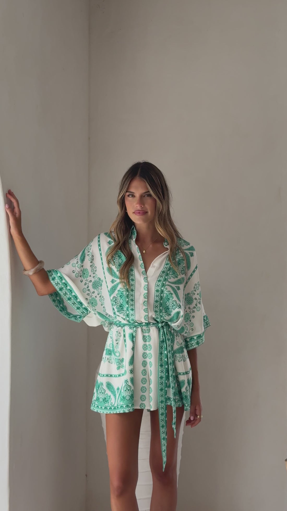 Carmen Playsuit - Green Aztec - Billy J