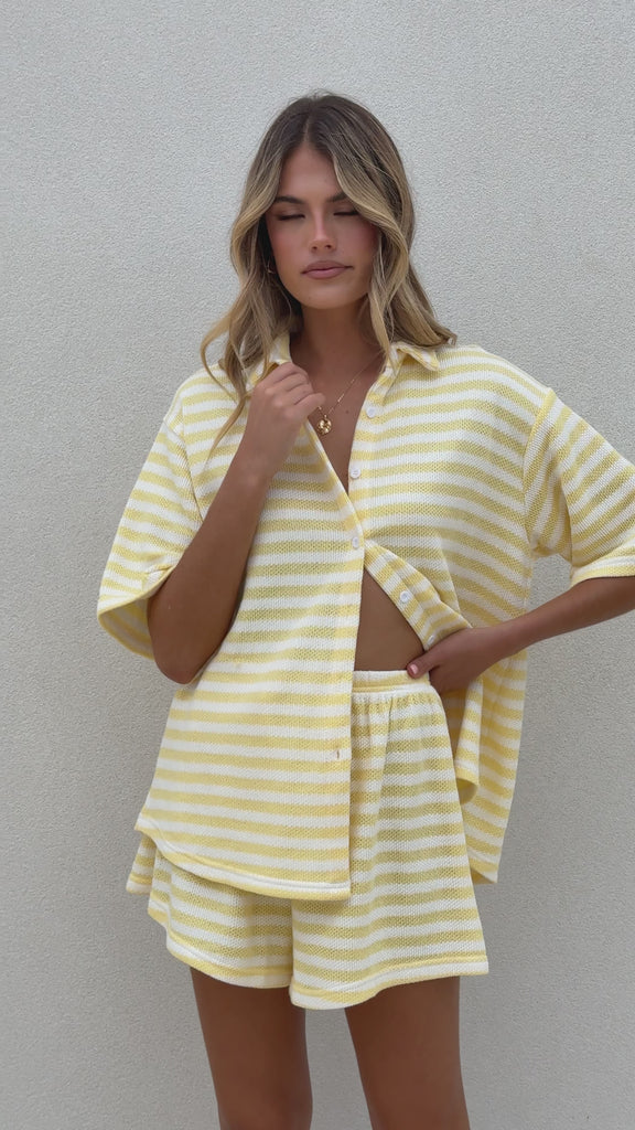 Romi Shirt and Shorts Set - Yellow Stripe - Billy J