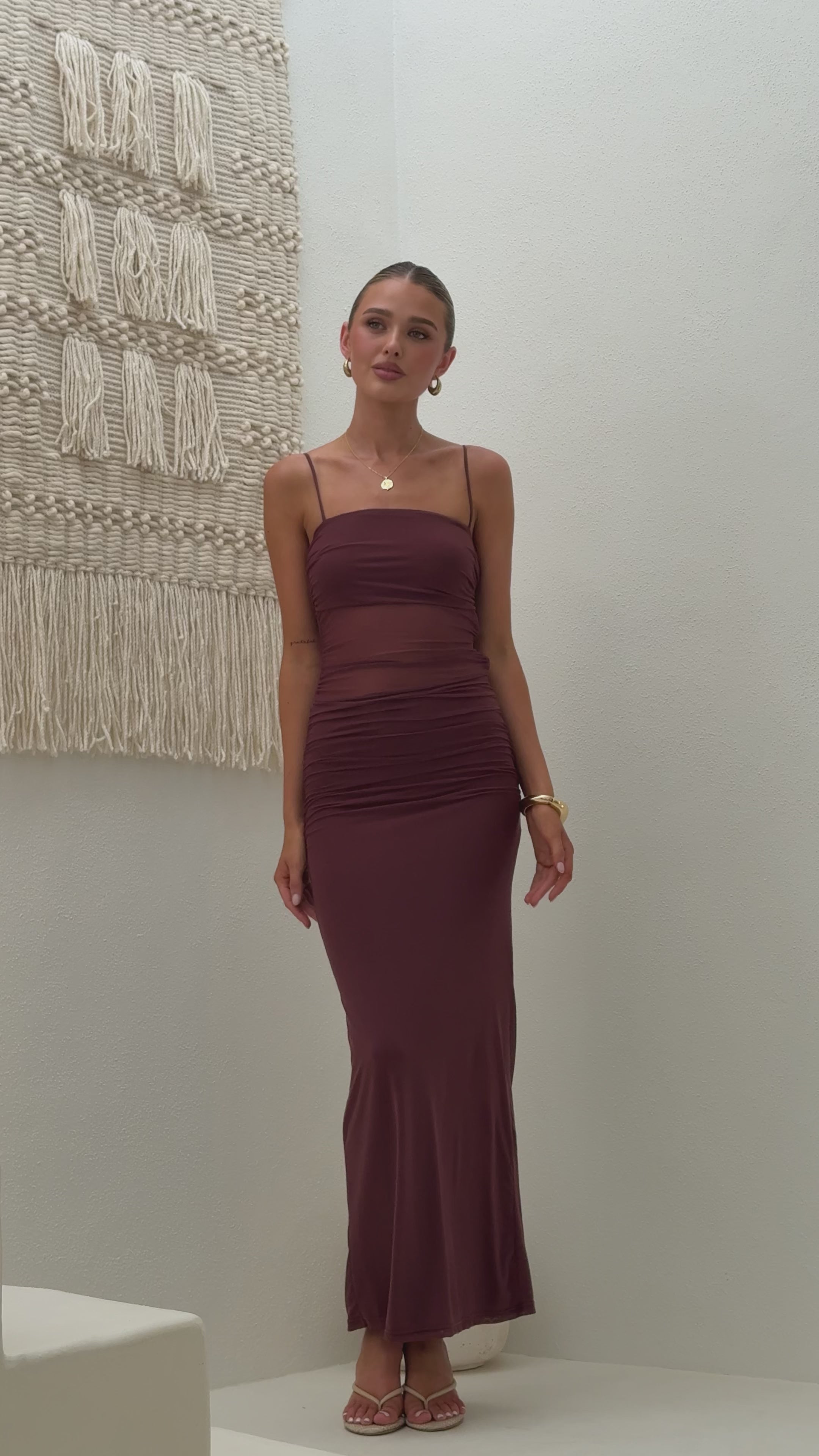 Load video: Alia Maxi Dress - Brown - Billy J