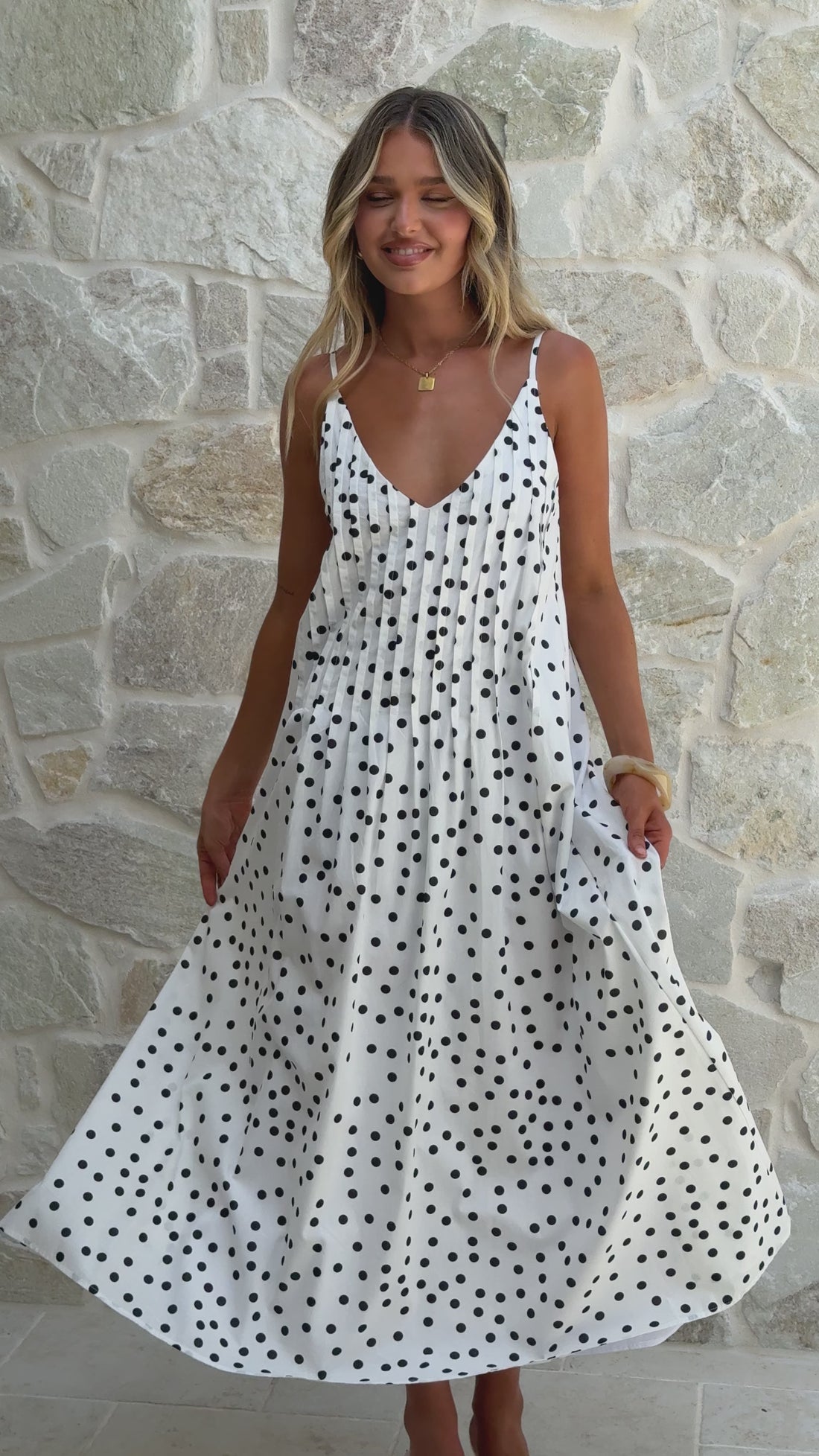 Dimmi Maxi Dress - White/Black Polka - Billy J
