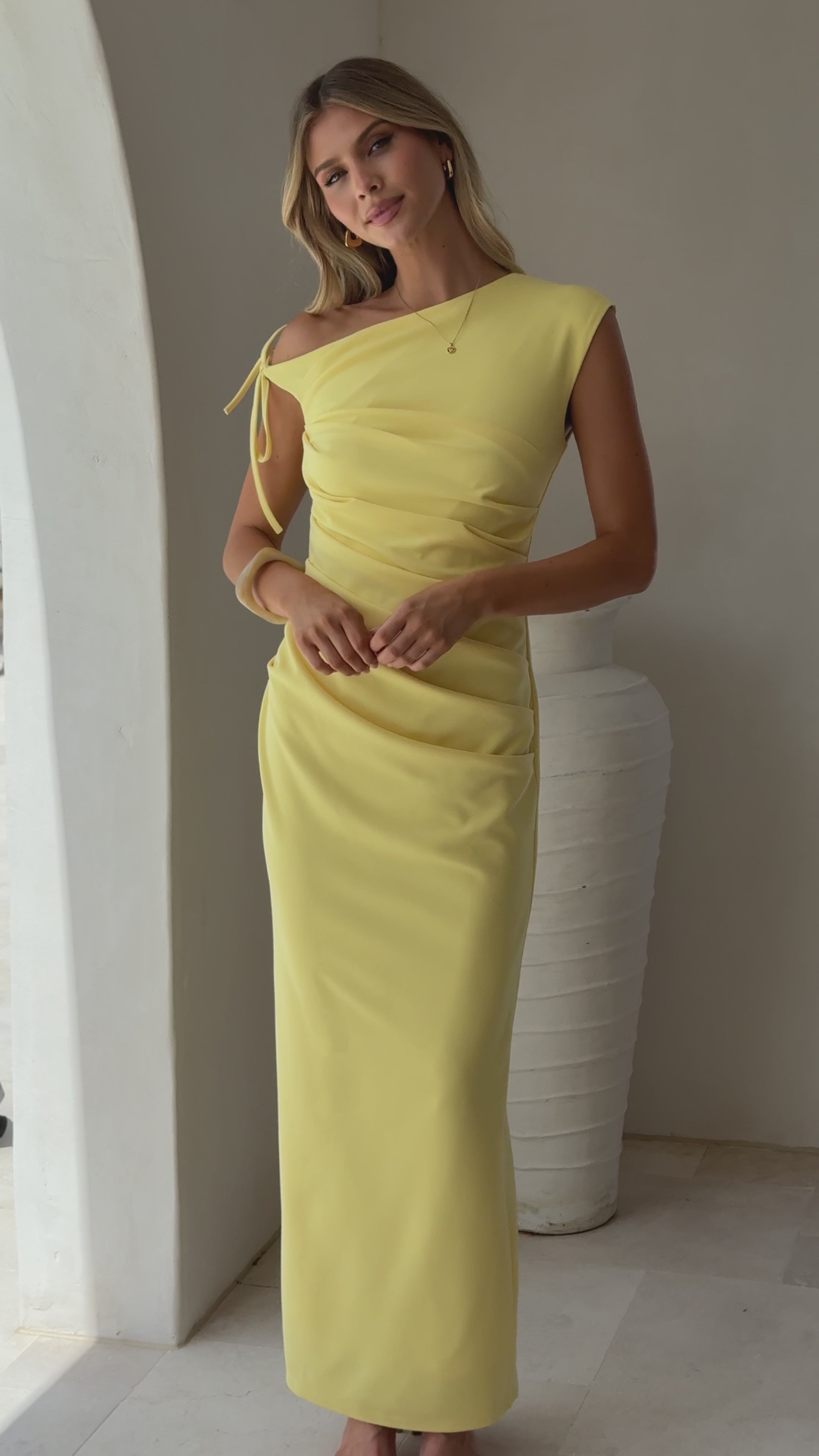 Load video: Lealah Maxi Dress - Yellow - Billy J