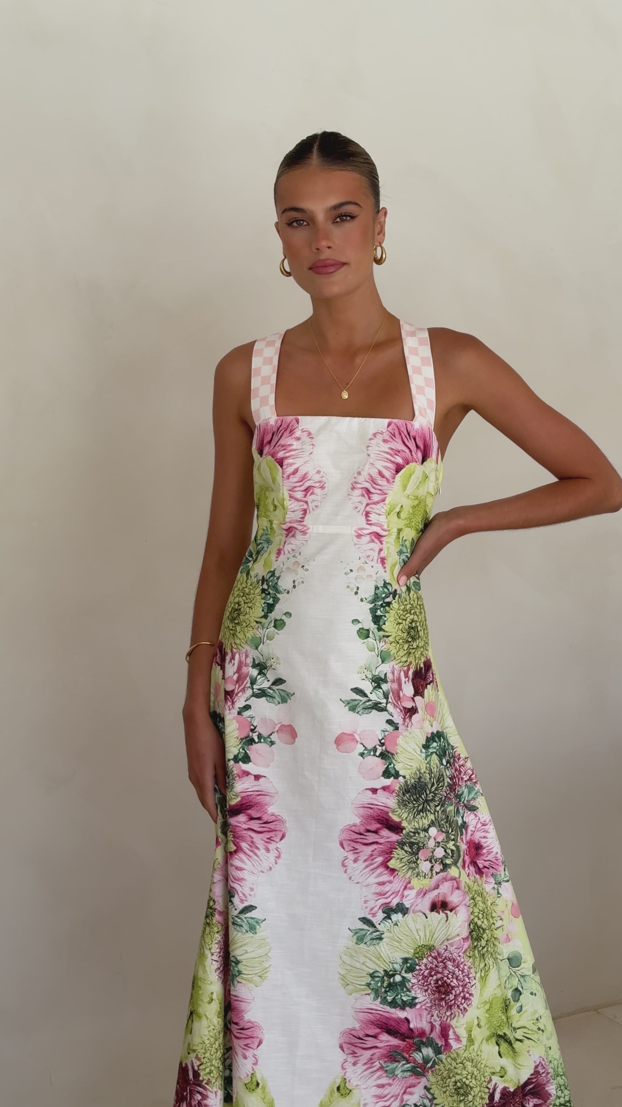 Load video: Stasia Midi Dress - Sorbet Symphony - Billy J