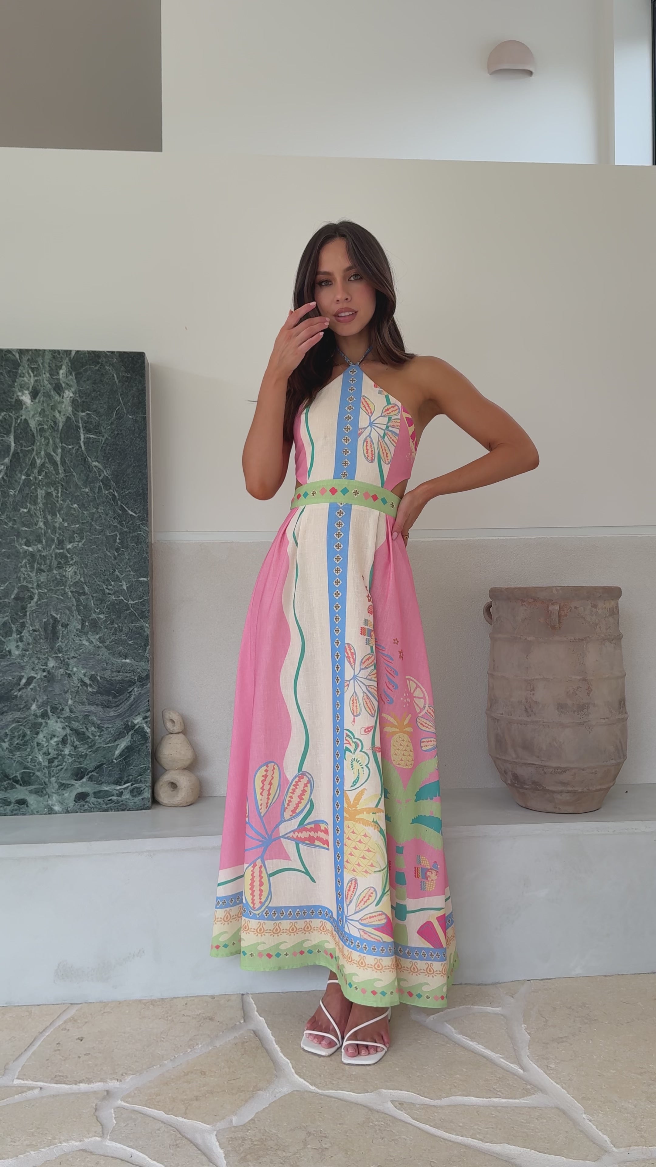 Aviana Maxi Dress - Pink Multi - Billy J