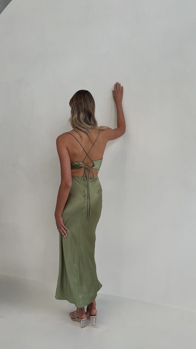 Load and play video in Gallery viewer, Sloan Midi Dress - Olive - Billy J
