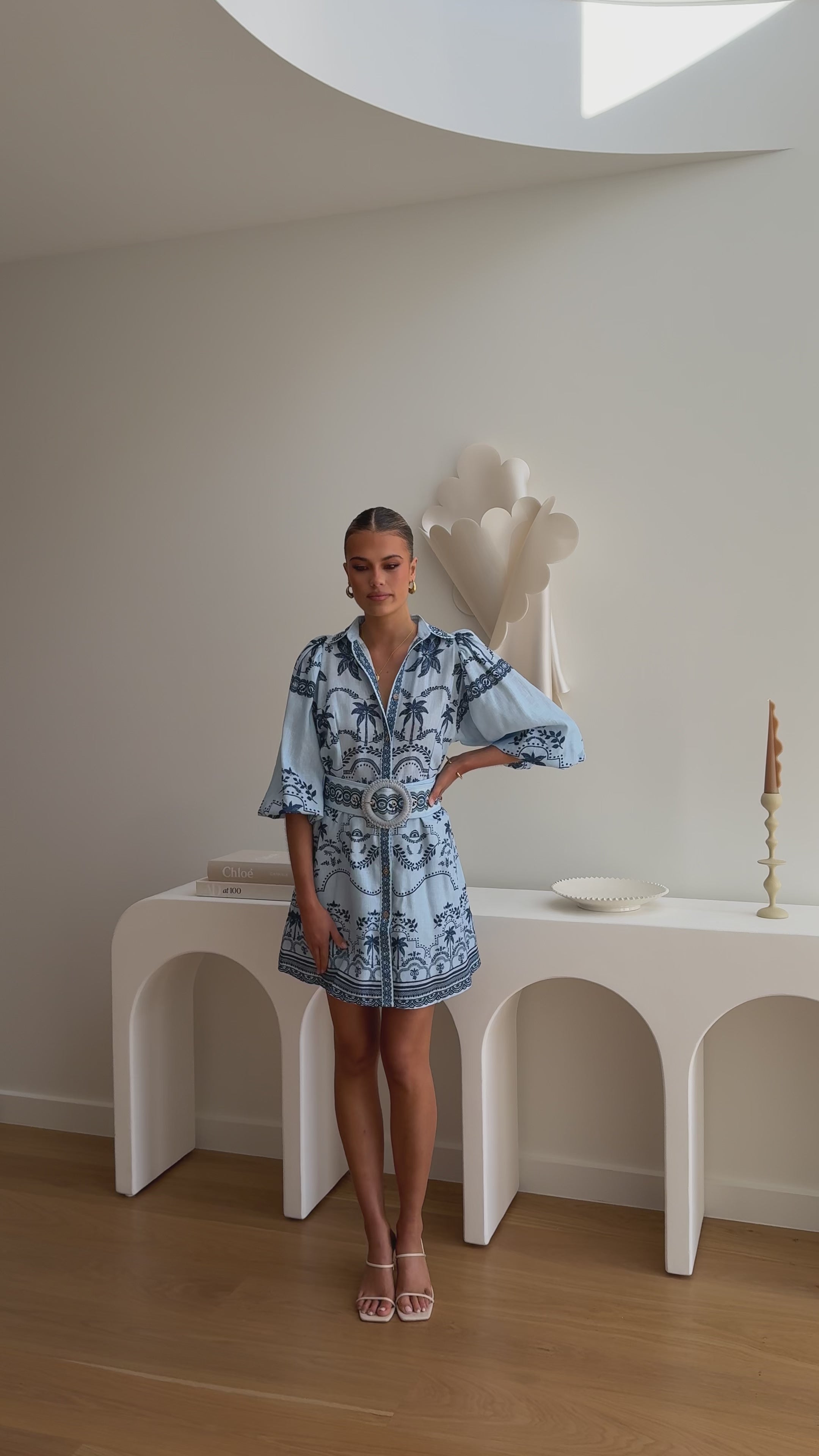 Load video: Xander Long Sleeve Mini Dress - Indigo - Billy J