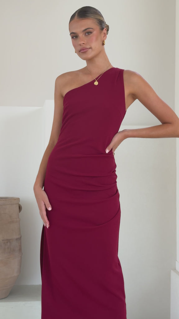 Alaina Midi Dress - Wine - Billy J