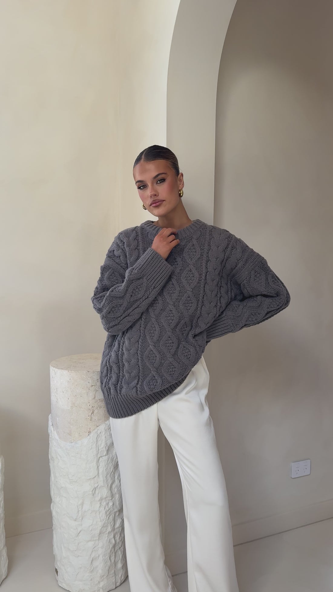 Valentina Knit Sweater - Grey - Billy J