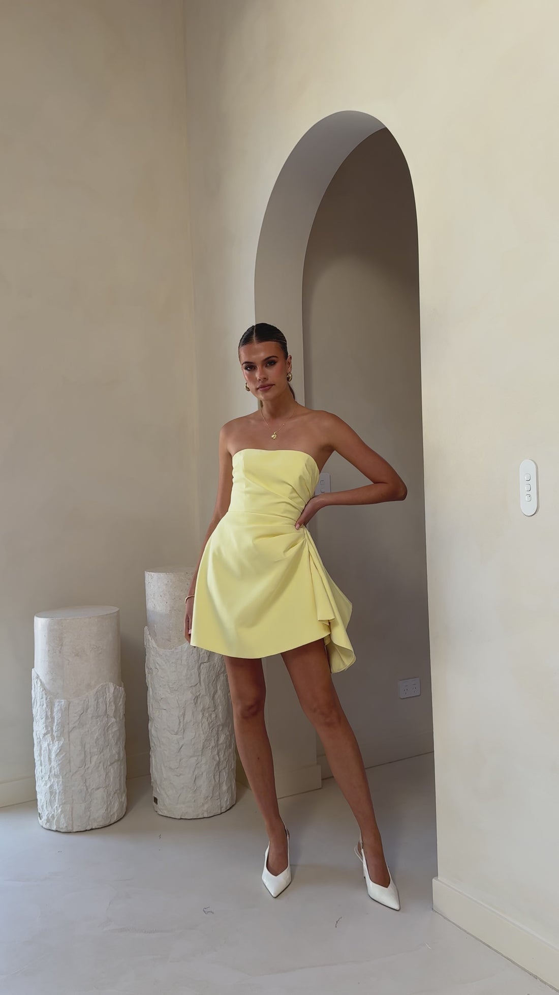 Hanae Mini Dress - Yellow - Billy J