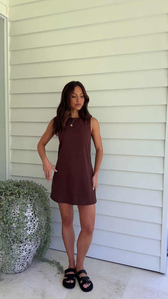 Madison Mini Dress - Brown - Billy J