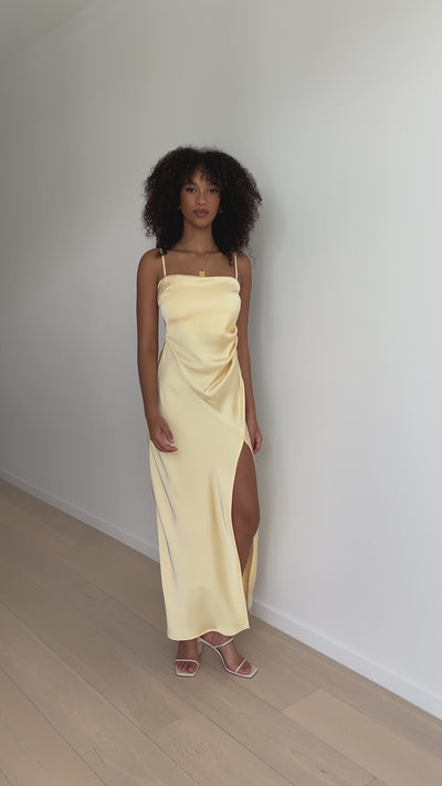 Load and play video in Gallery viewer, Ilana Maxi Dress - Yellow - Billy J
