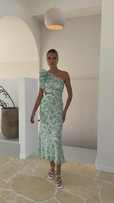 Load and play video in Gallery viewer, Amina Maxi Dress - Green Floral - Billy J
