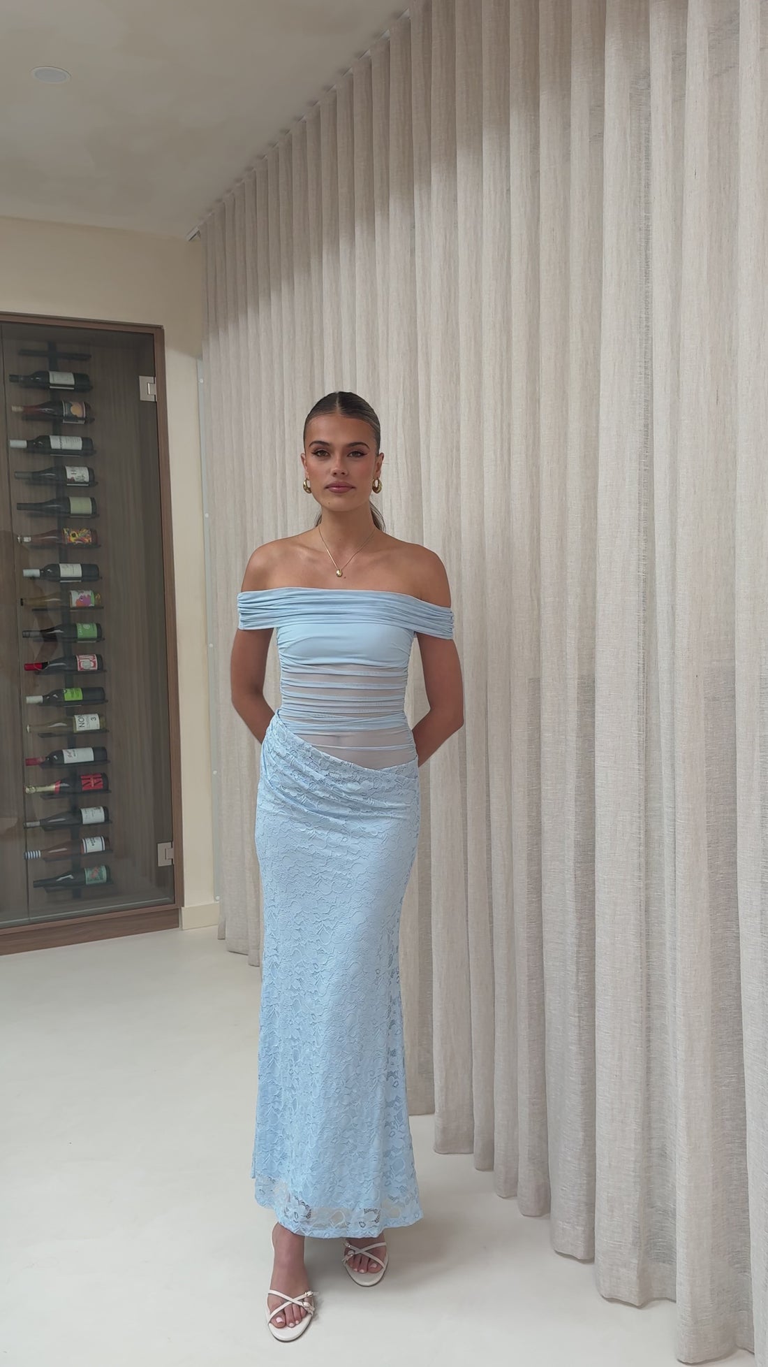 Tiarna Off The Shoulder Maxi Dress - Blue - Billy J