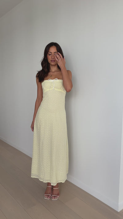 Load and play video in Gallery viewer, Romy Maxi Dress - Yellow / White - Billy J
