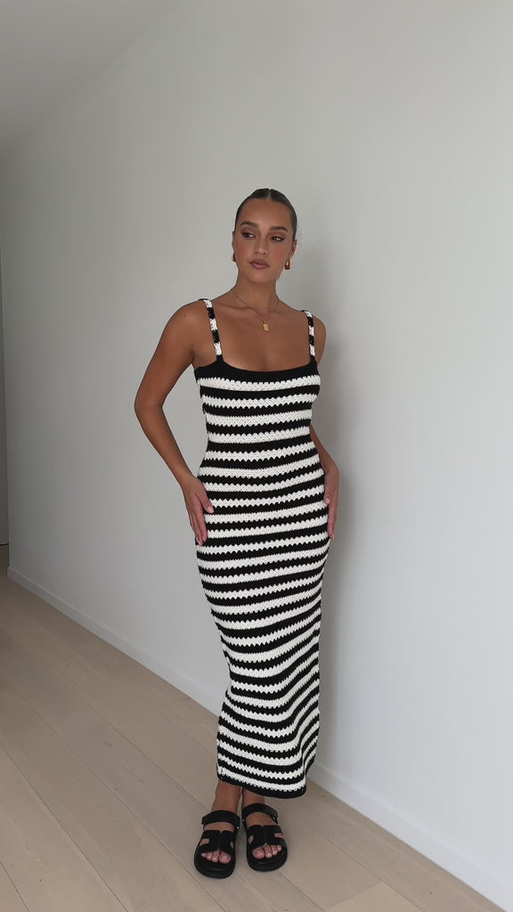 Kahnay Maxi Dress - Black / White Stripe - Billy J