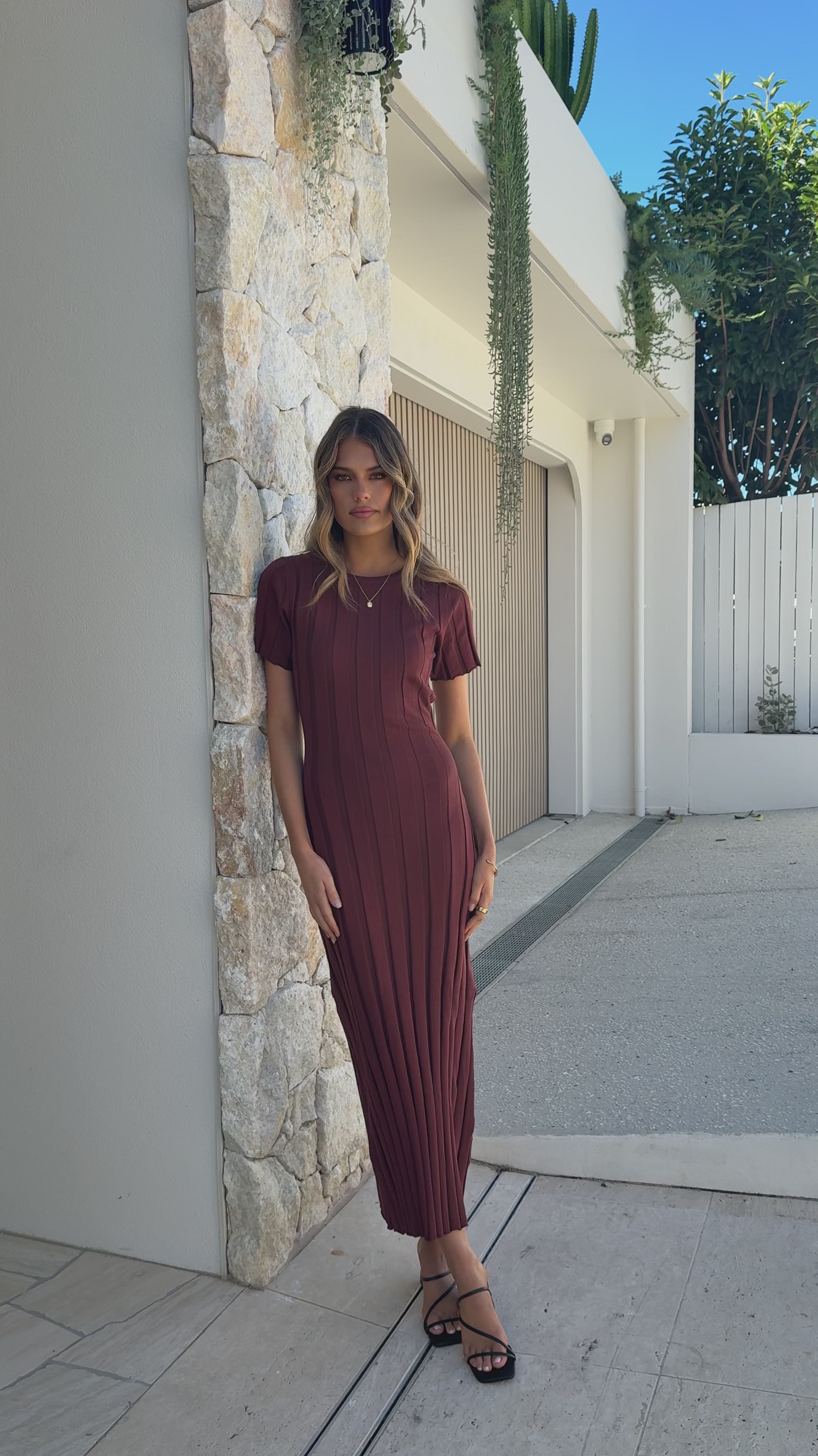 Load video: Mari Maxi Dress - Chocolate - Billy J