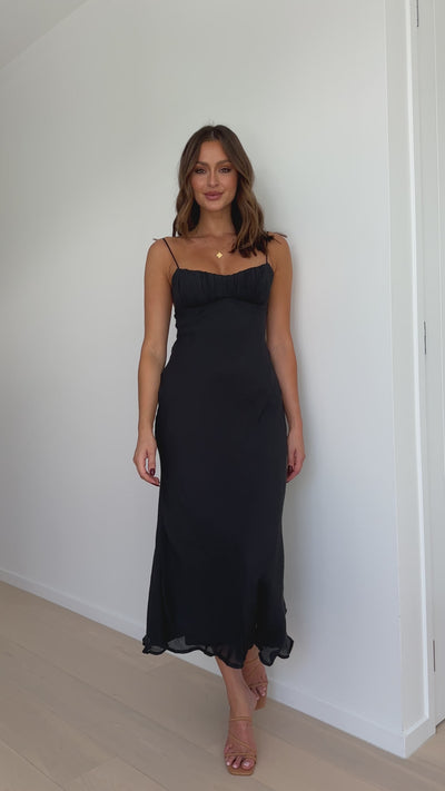 Load and play video in Gallery viewer, Galina Maxi Dress - Black - Billy J
