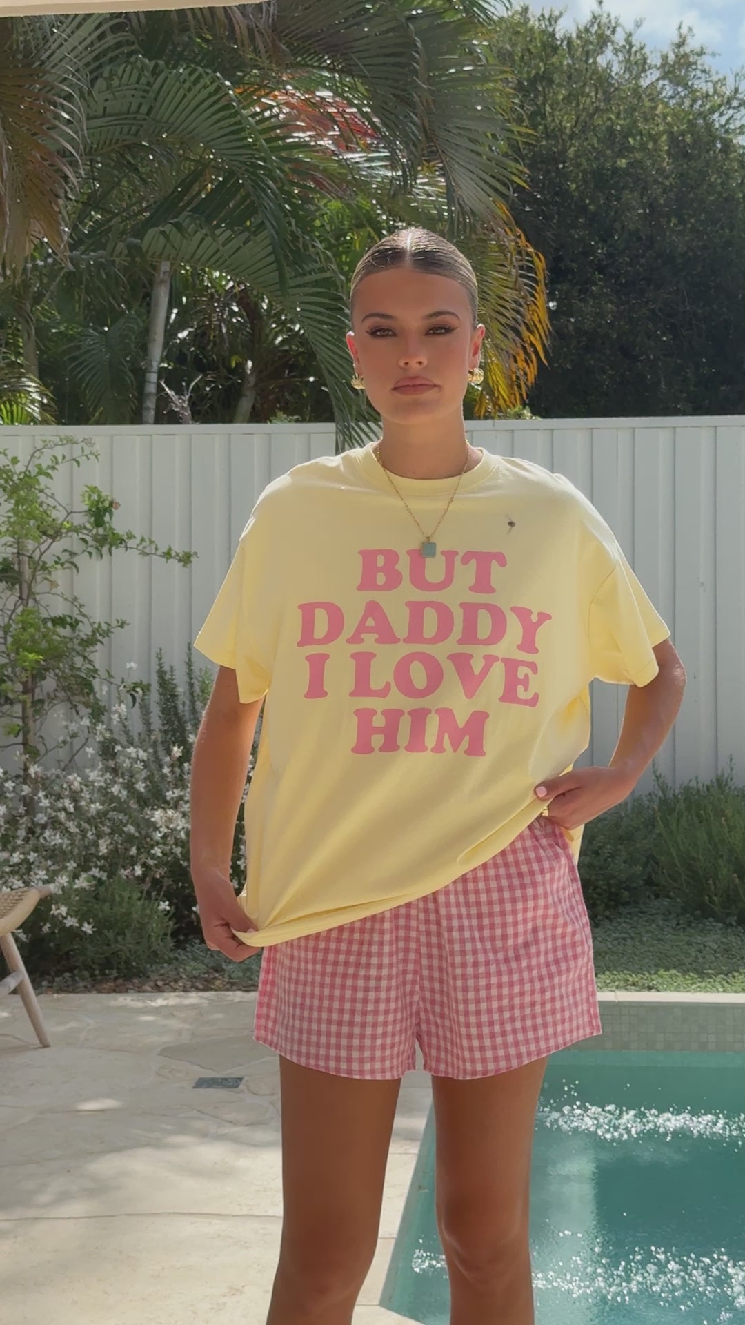 I Love Him Top and Shorts Set - Yellow/Pink - Billy J