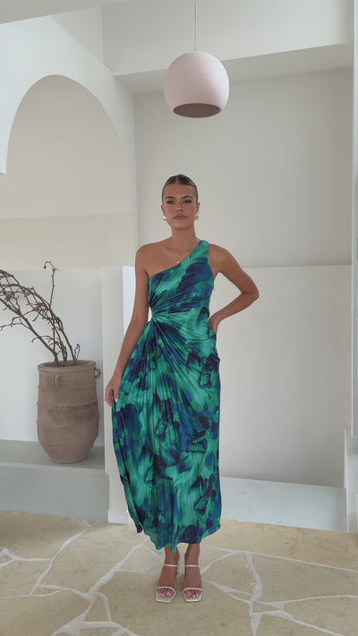 Load and play video in Gallery viewer, Laken Maxi Dress - Green Print - Billy J
