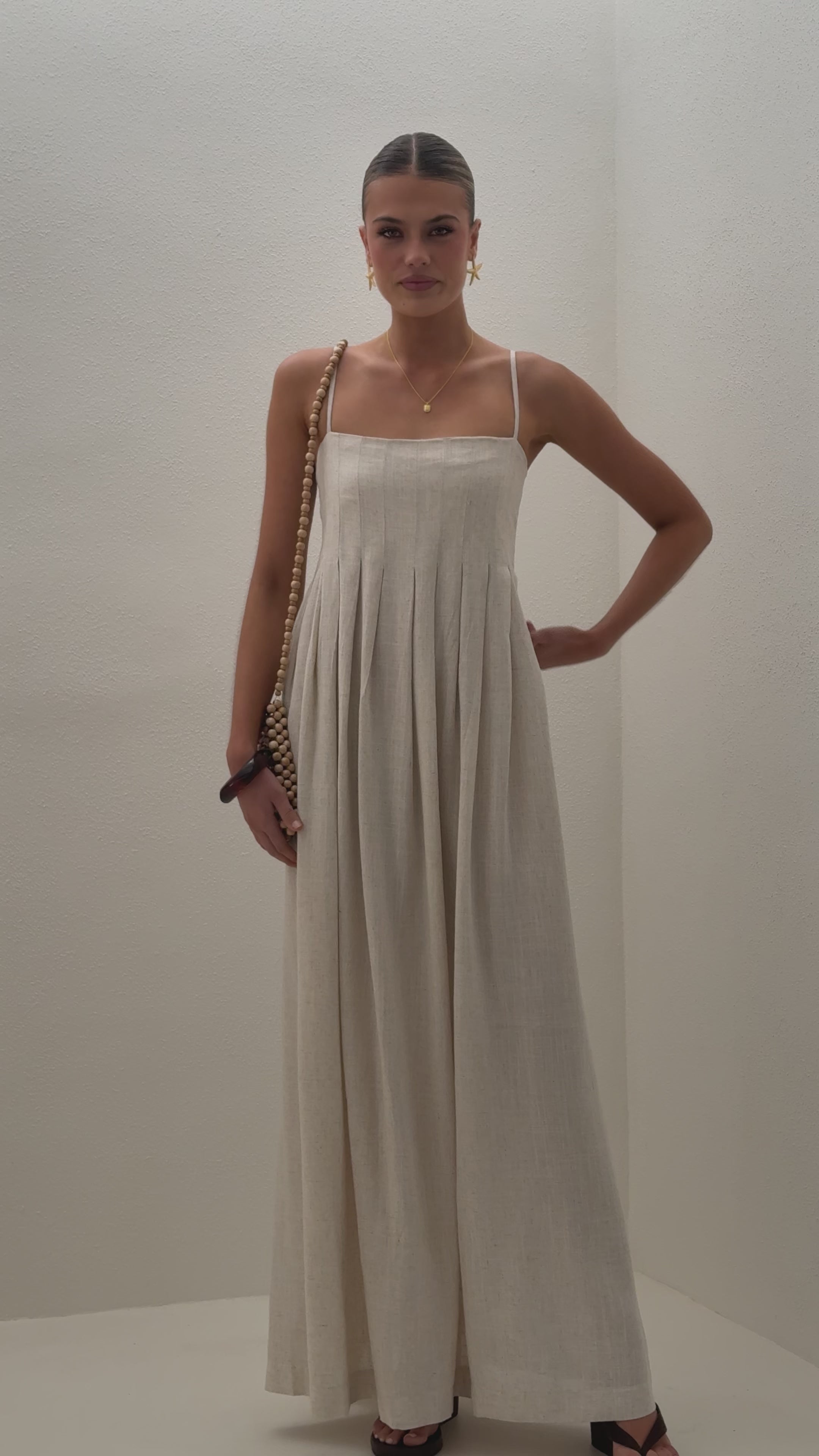 Load video: Pippy Maxi Dress - Natural - Billy J