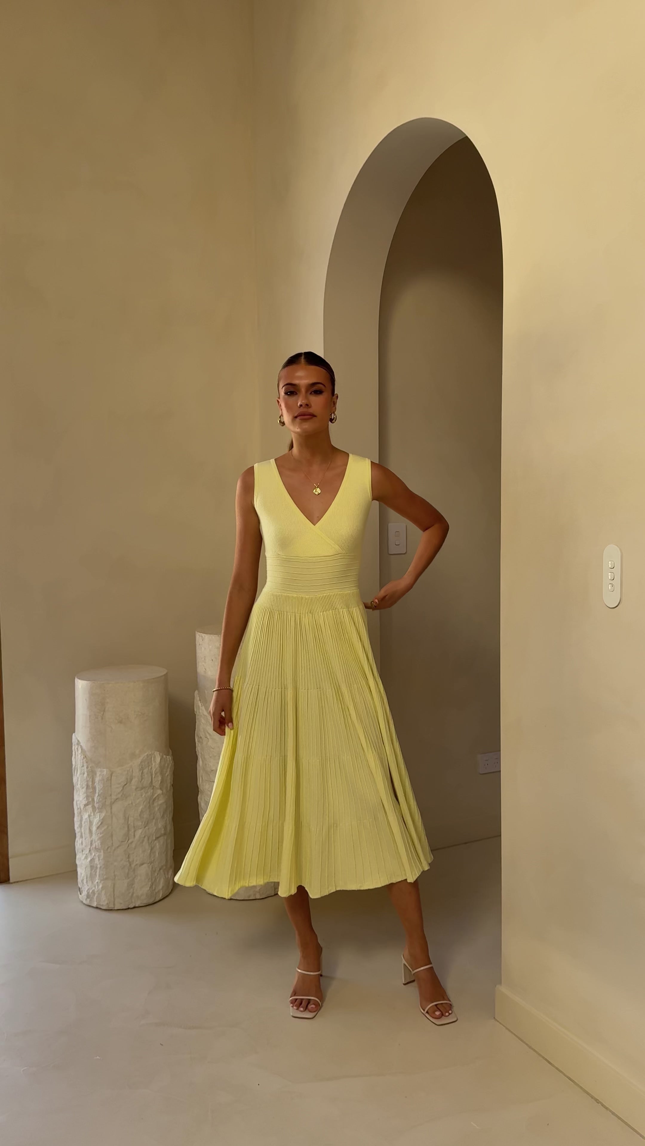 Load video: Jayde Knit Dress - Yellow - Billy J