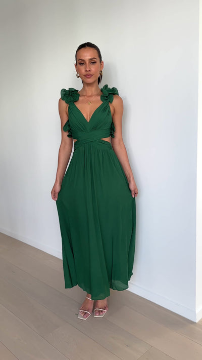 Load and play video in Gallery viewer, Galilhai Maxi Dress - Forest Green - Billy J
