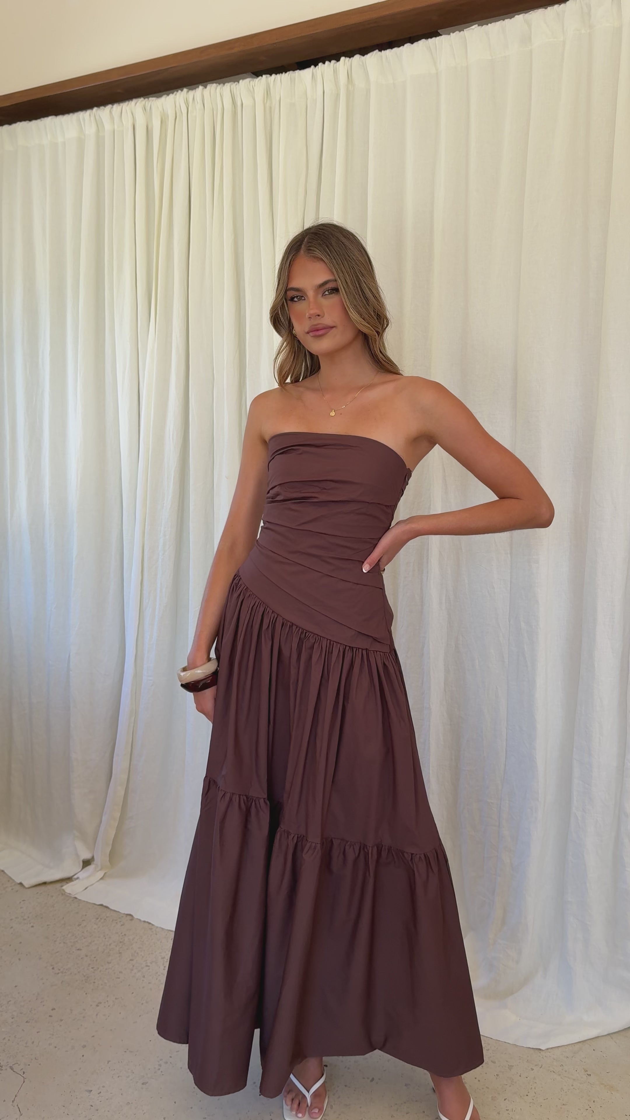 Load video: Lola Maxi Dress - Chocolate - Billy J