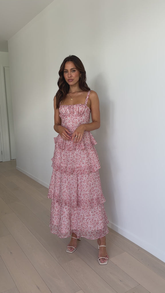 Page Maxi Dress - Pink / White Floral - Billy J