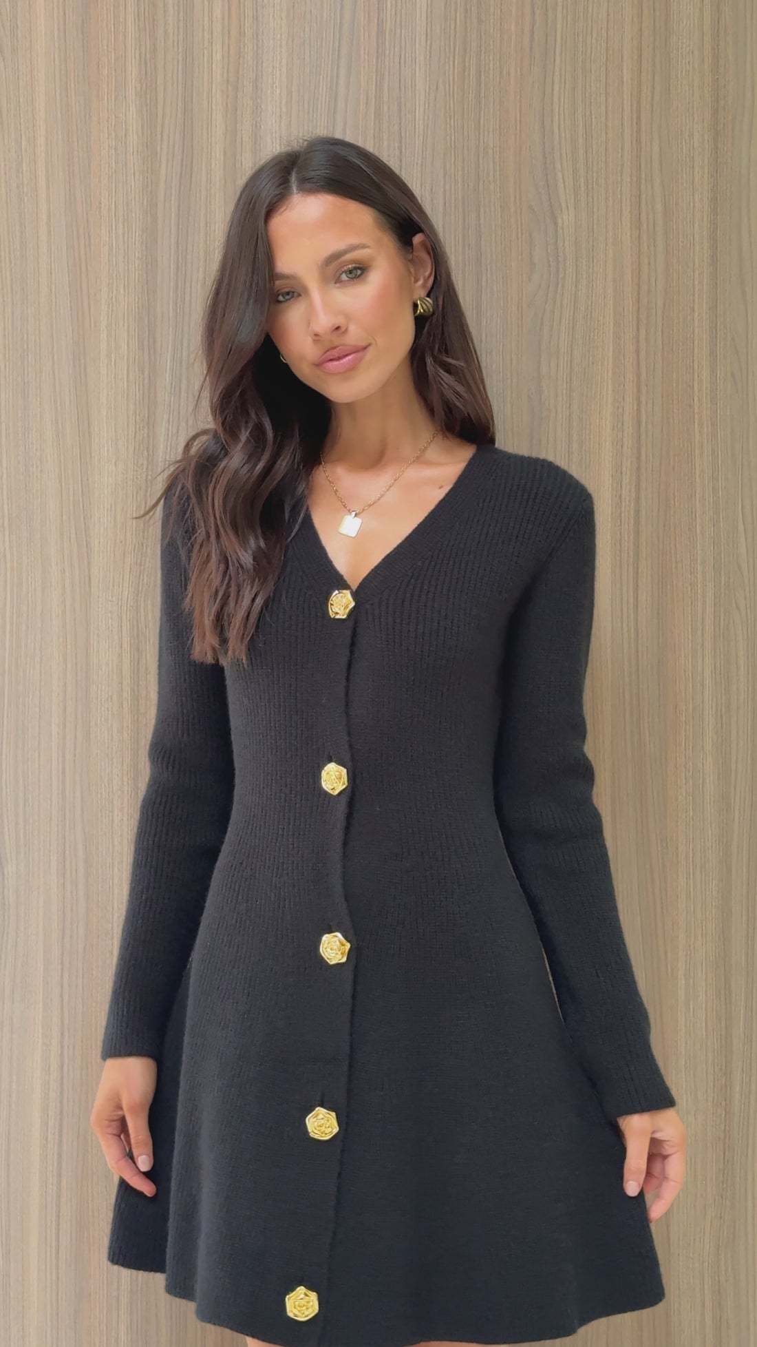 Catarina Long Sleeve Mini Dress - Black - Billy J