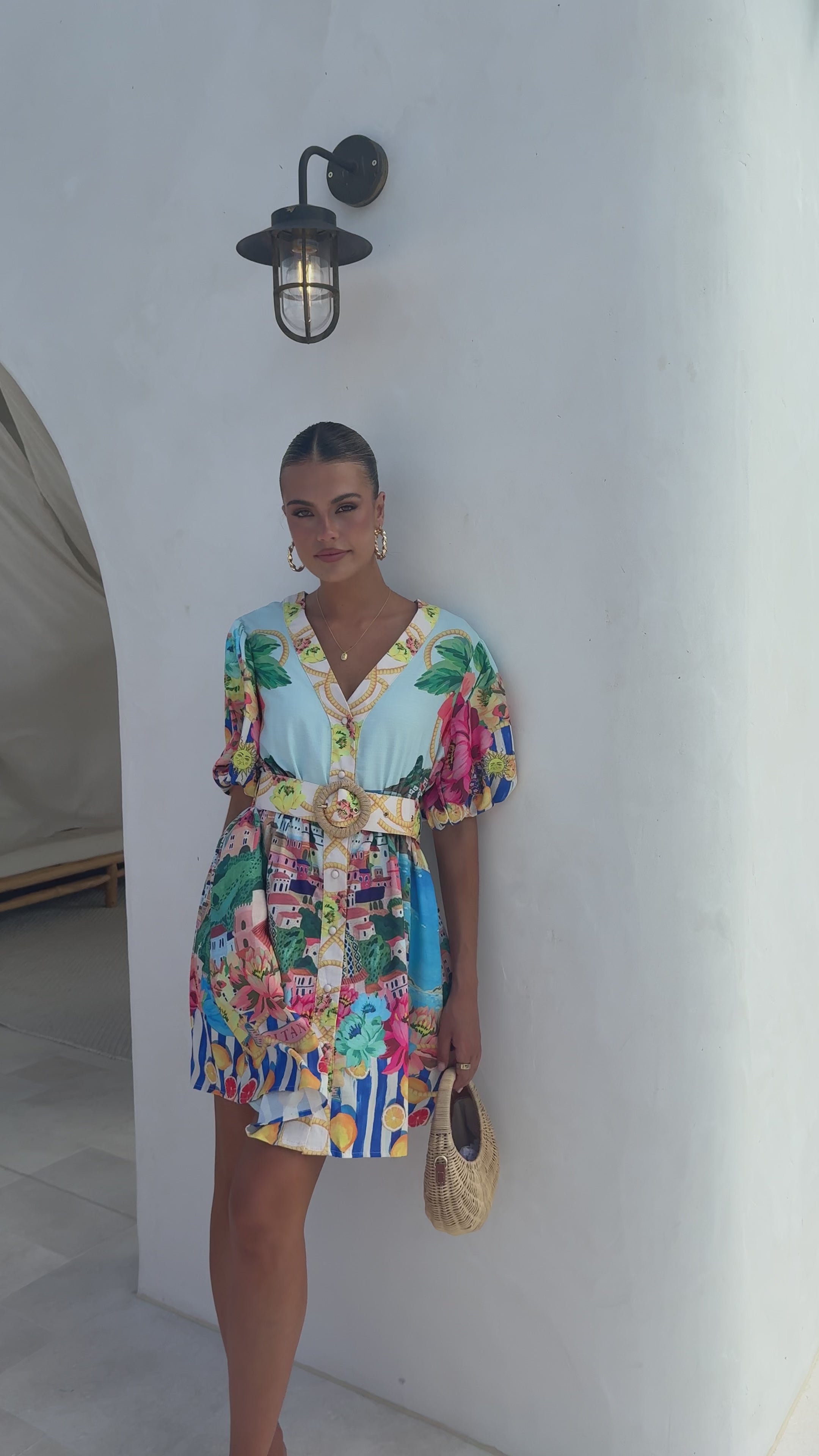 Load video: Tasha Mini Dress - Positano Blue - Billy J