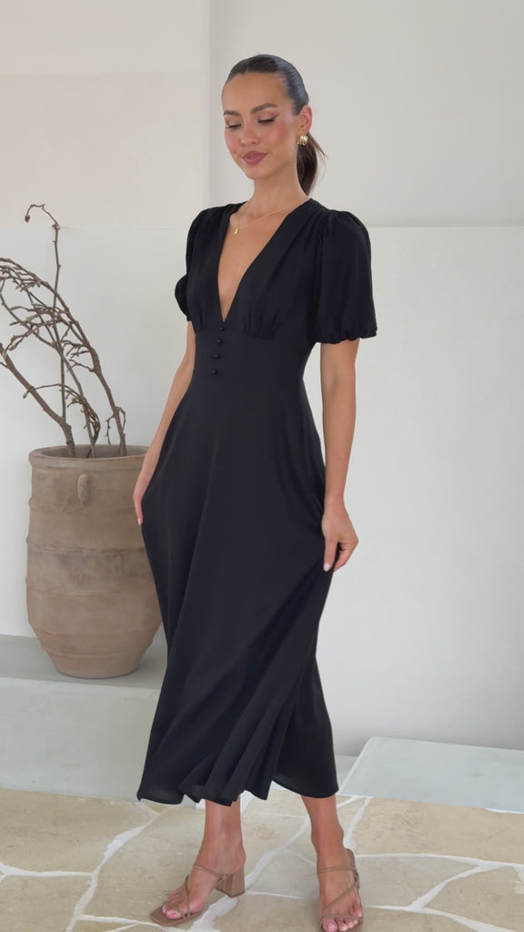 Melea Midi Dress - Black - Billy J