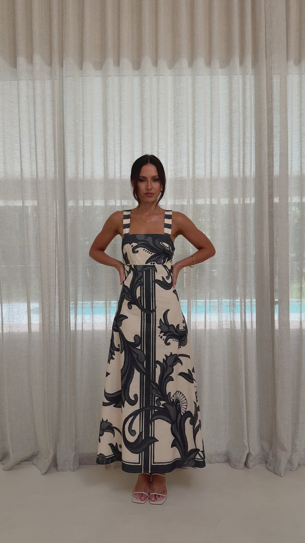 Mandy Maxi Dress - Cream / Black - Billy J