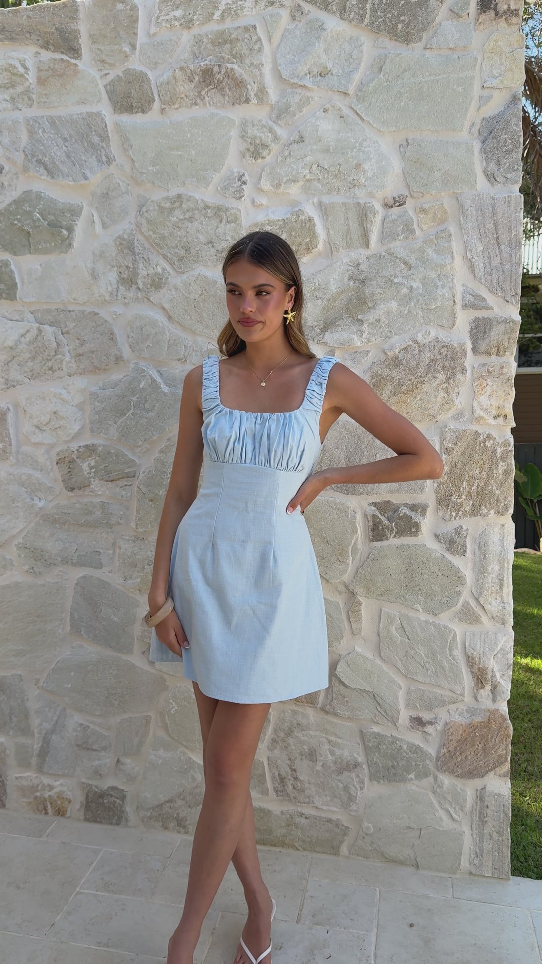 Adley Mini Dress - Blue - Billy J