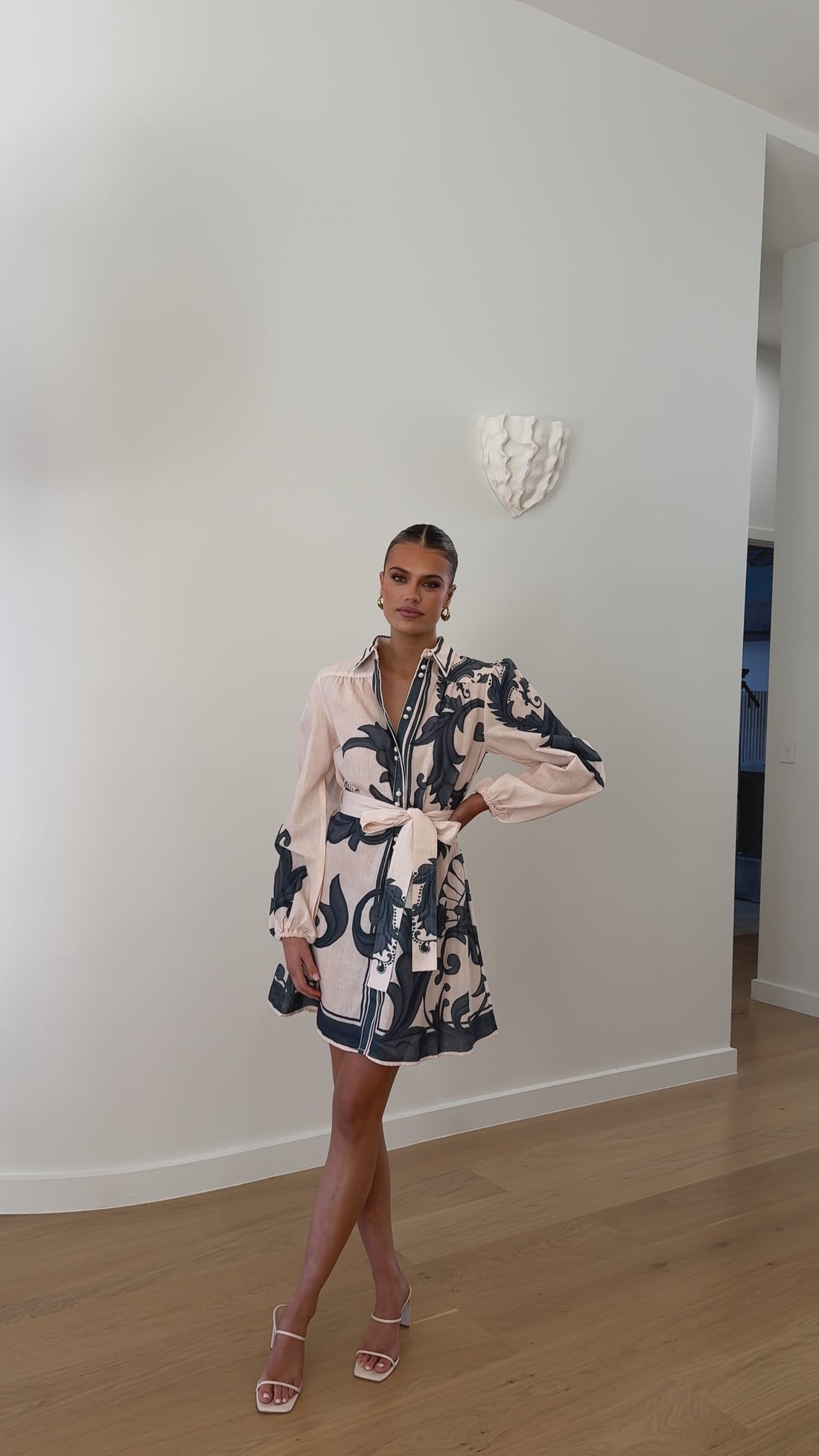 Lucia Long Sleeve Mini Dress - Cream Zayna - Billy J