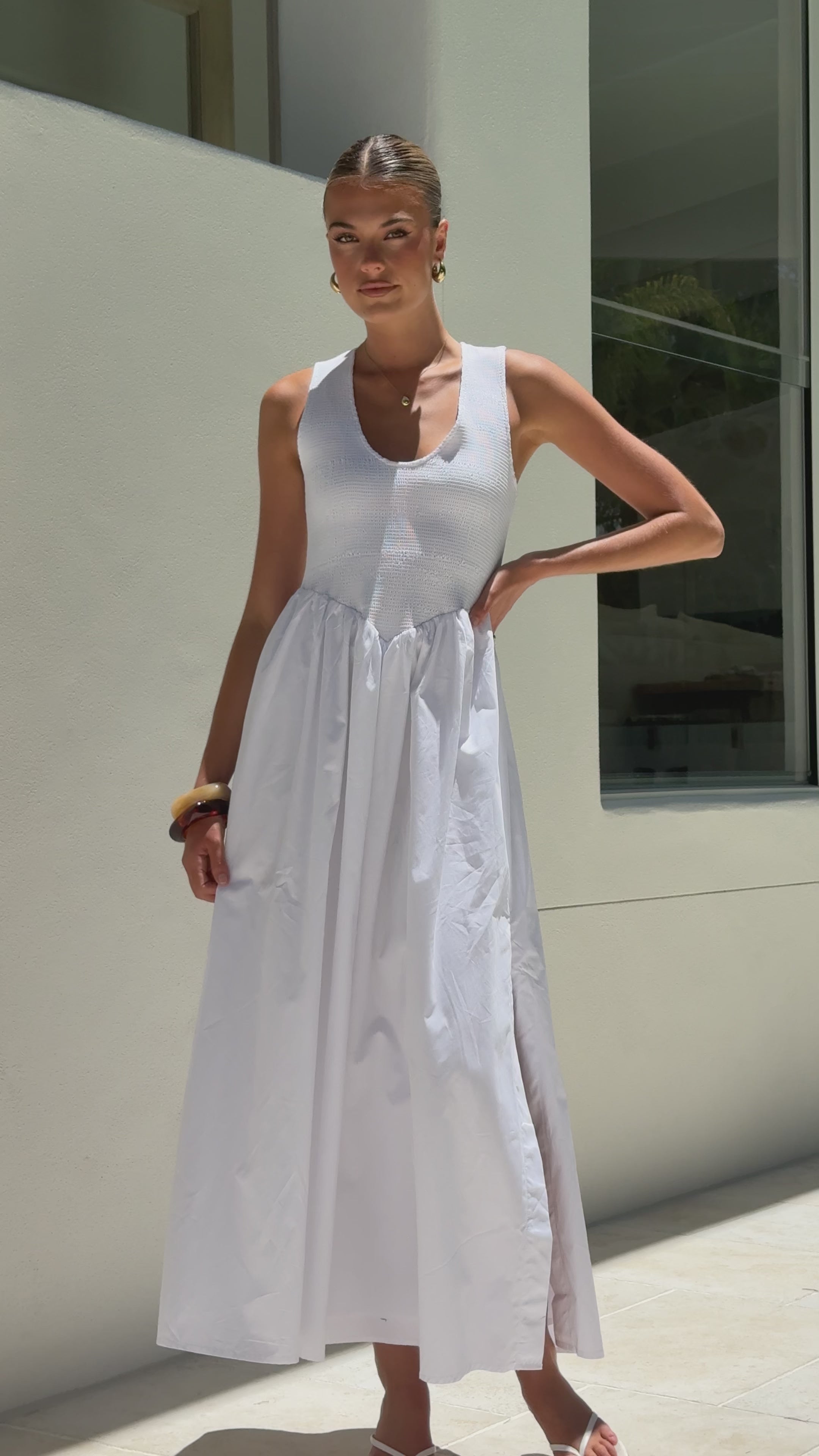 Load video: Amira Maxi Dress - White - Billy J