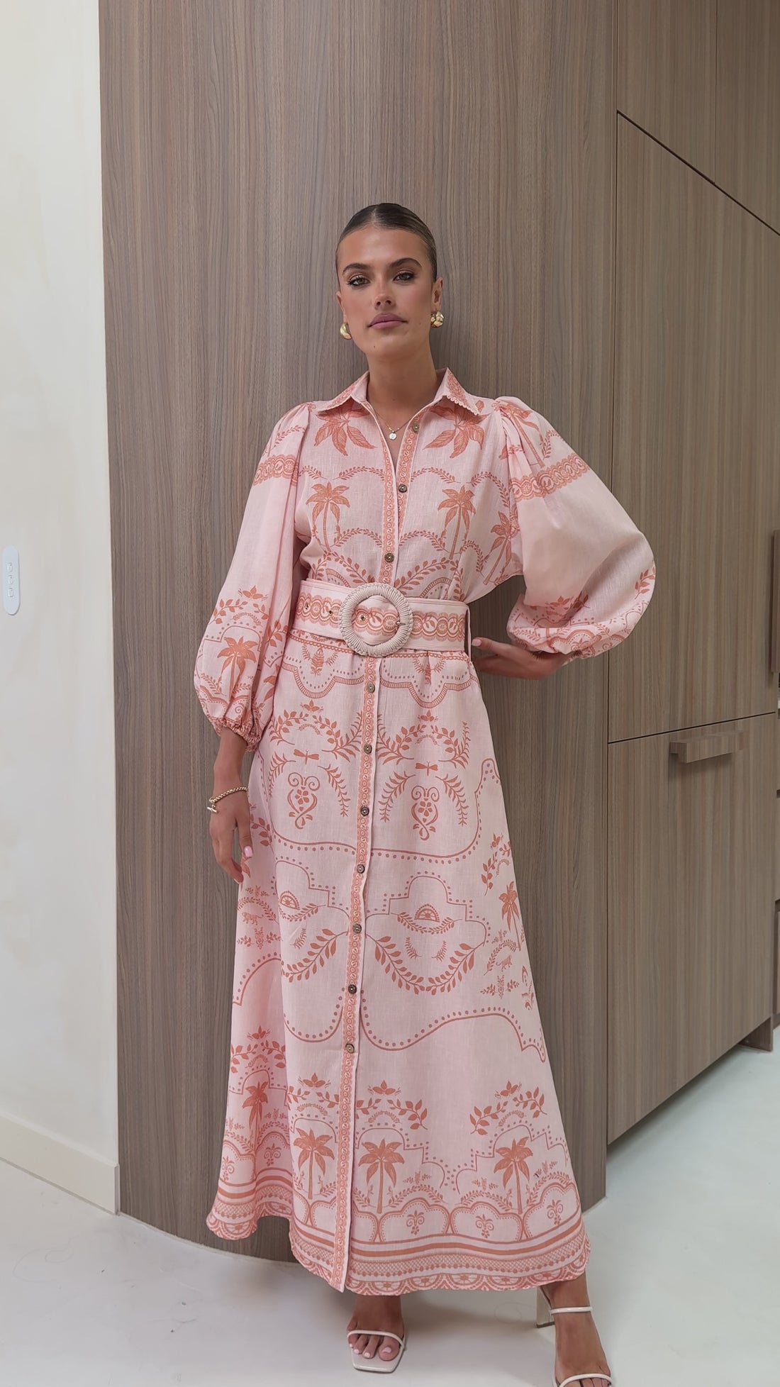 Xander Long Sleeve Maxi Dress - Natural - Billy J