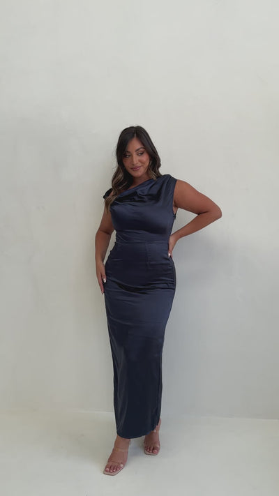 Load and play video in Gallery viewer, Harlowe Maxi Dress - Navy - Billy J
