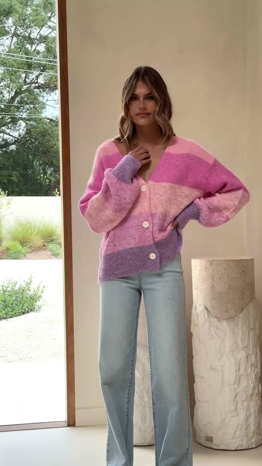 Talulah Knit Cardigan - Pink Print - Billy J