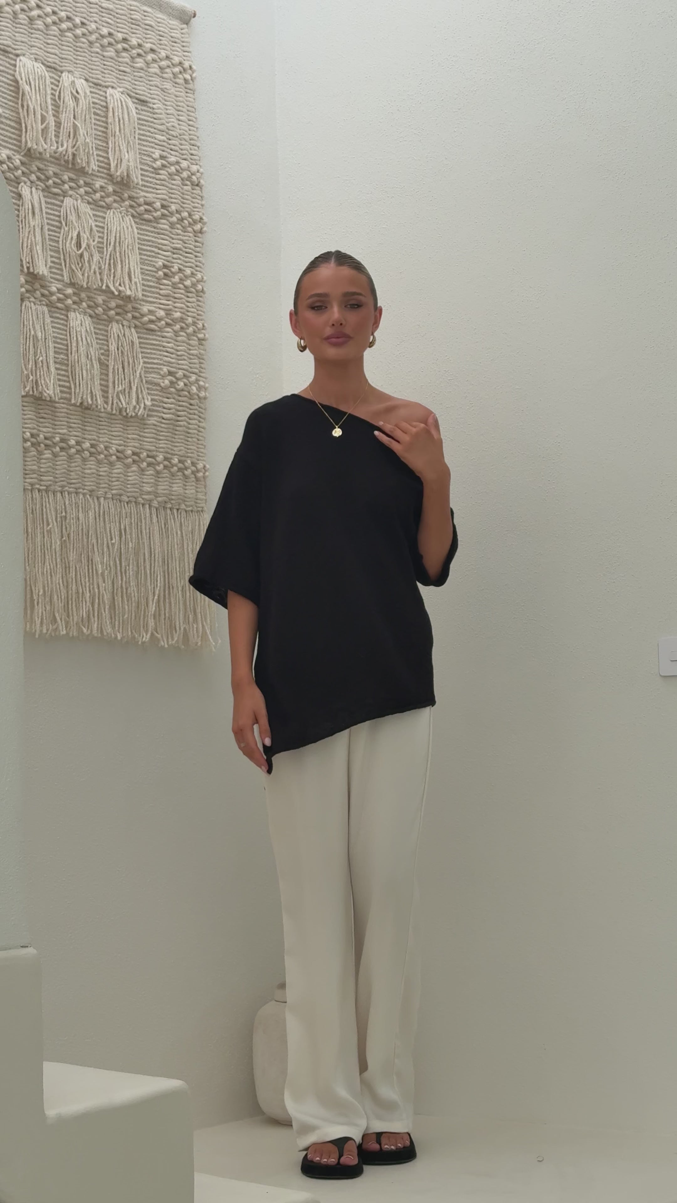 Load video: Keisha Off The Shoulder Top - Black - Billy J