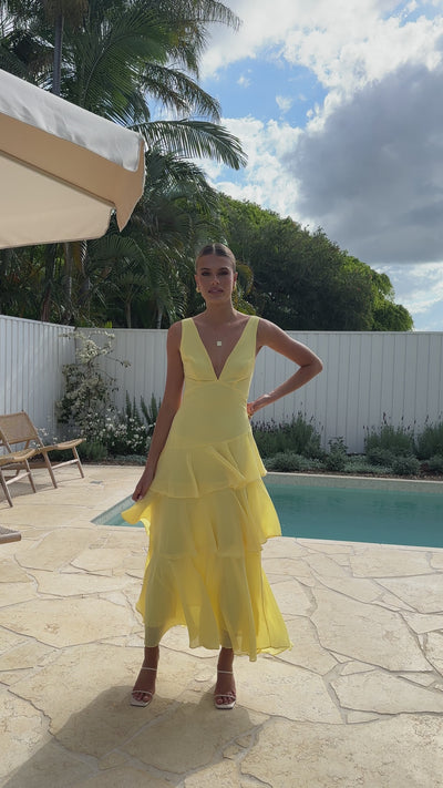 Load and play video in Gallery viewer, Stasie Maxi Dress - Yellow - Billy J
