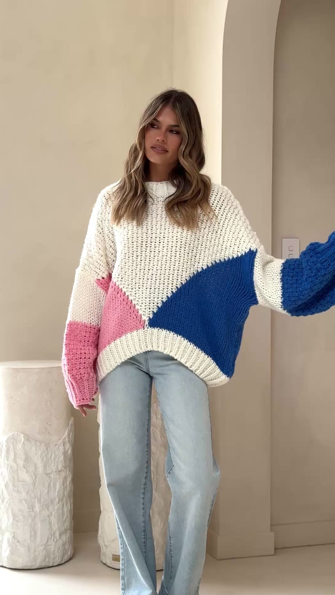 Nila Knit Sweater - White Multi - Billy J
