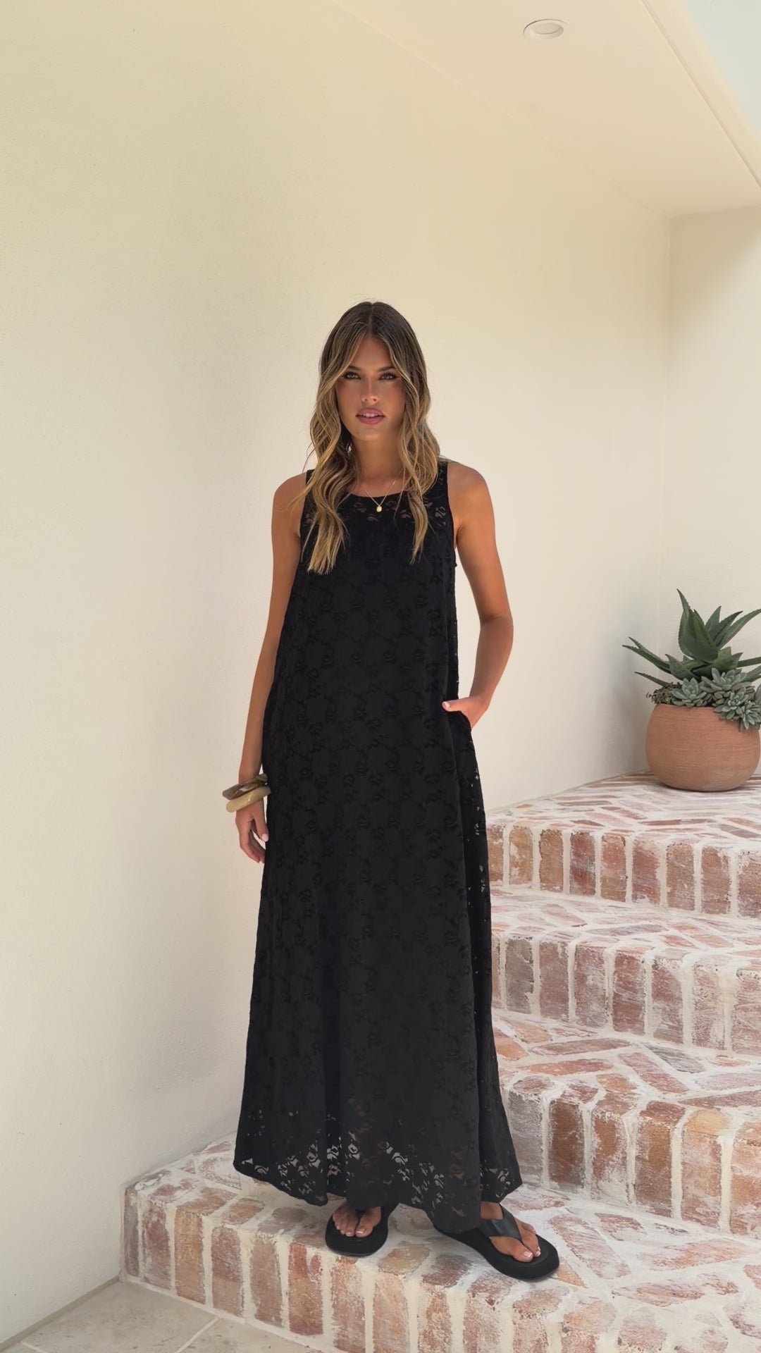 Cerelia Maxi Dress - Black Lace - Billy J
